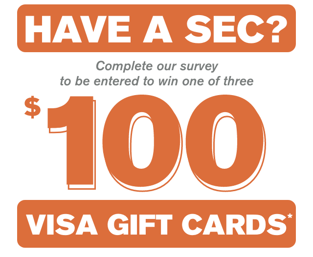 Complete our Survey to Be Entered to Win One of Three $100 Visa Gift Cards