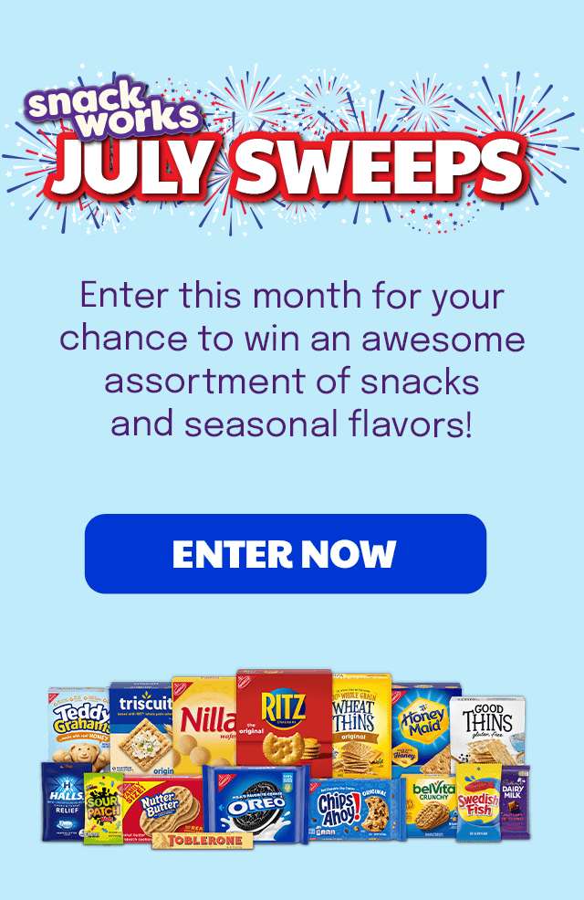 snackworks JULY SWEEPS - Enter this month for your chance to win an awesome assortment of snacks and seasonal flavors! - ENTER NOW