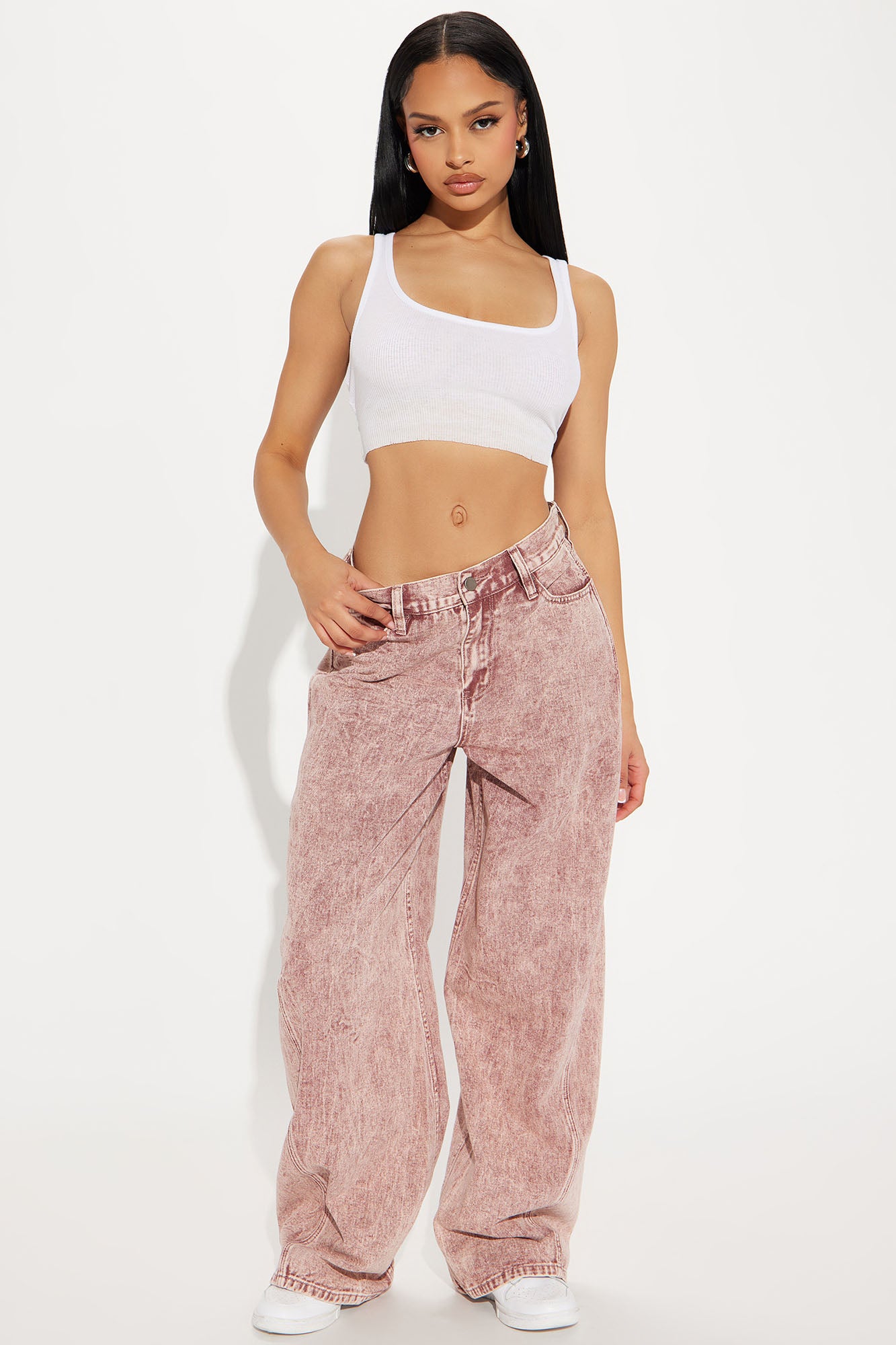 Image of Headed Out Baggy Jeans - Wine