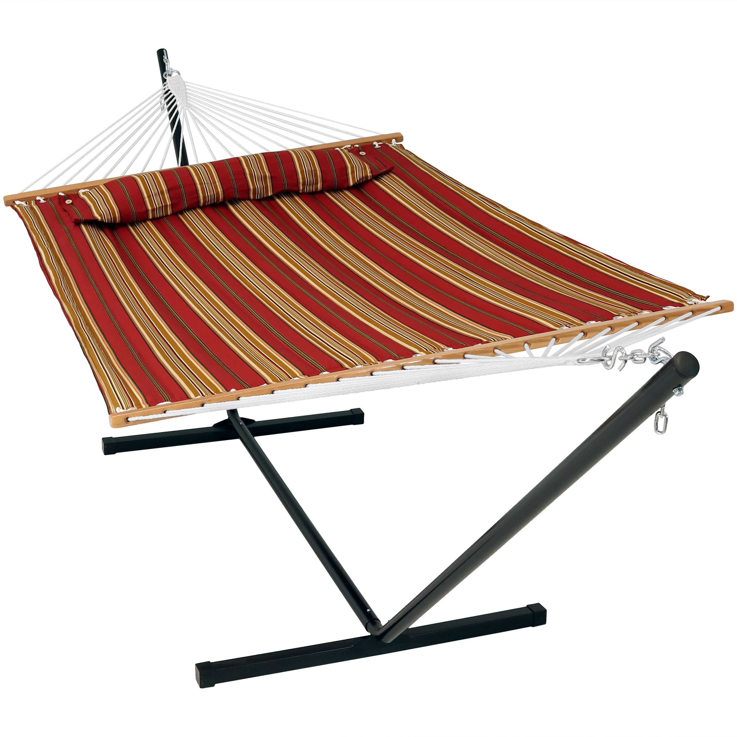 Sunnydaze 2-Person Freestanding Quilted Fabric Hammock with 12' Stand