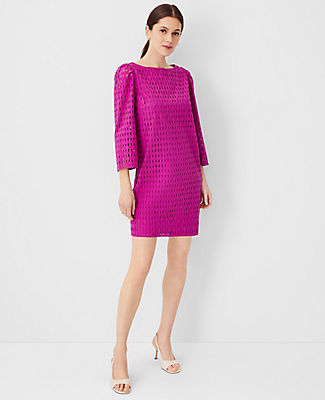 Eyelet Boatneck Shift Dress