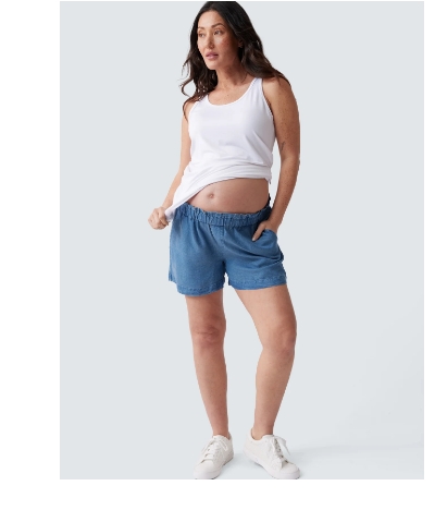 maternity chambray shorts