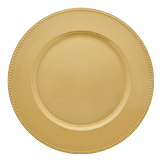 Gold plastic beaded-rim charger plate