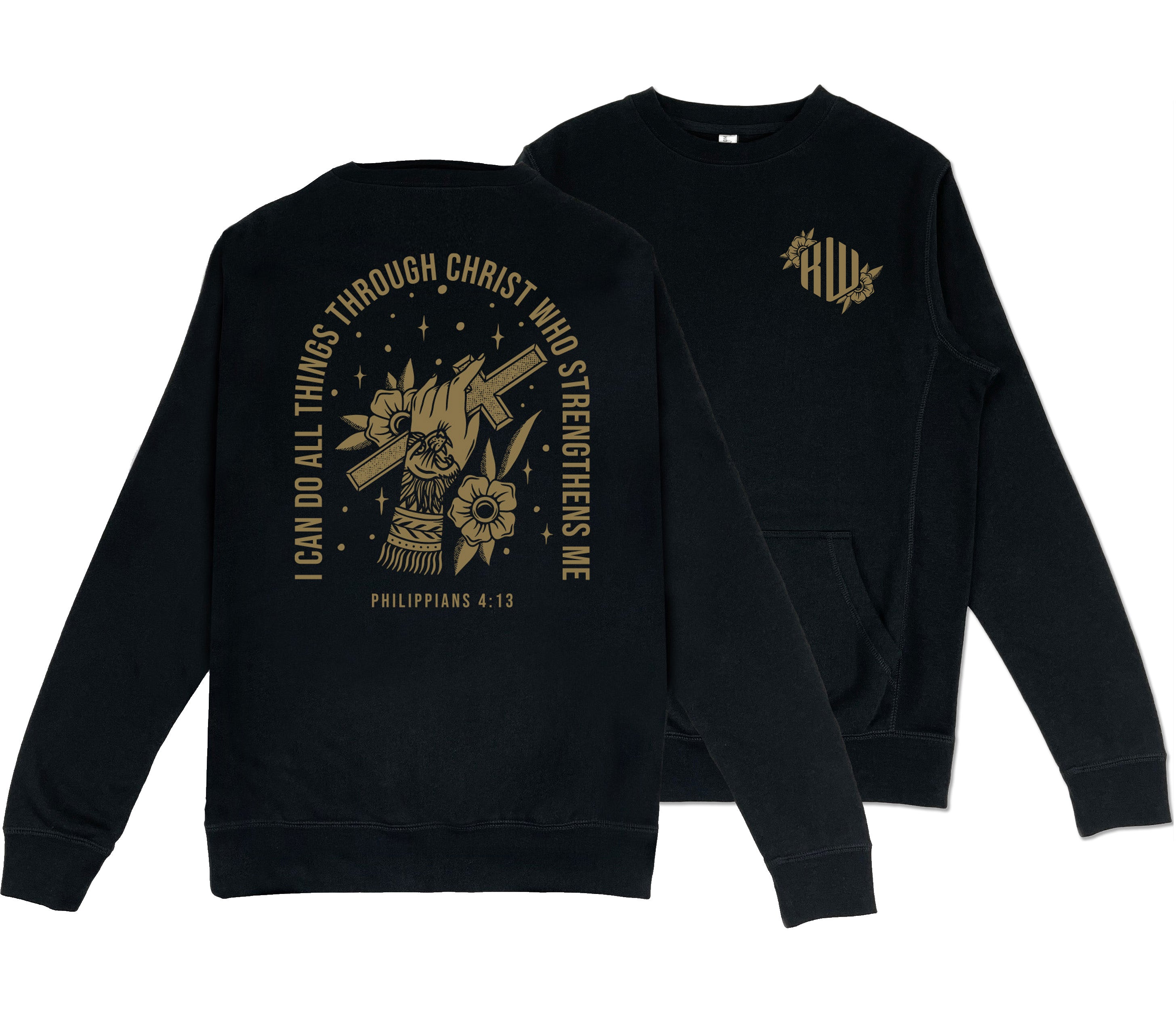 Image of Philippians 4:13 Pocket Sweatshirt (Black & Gold)