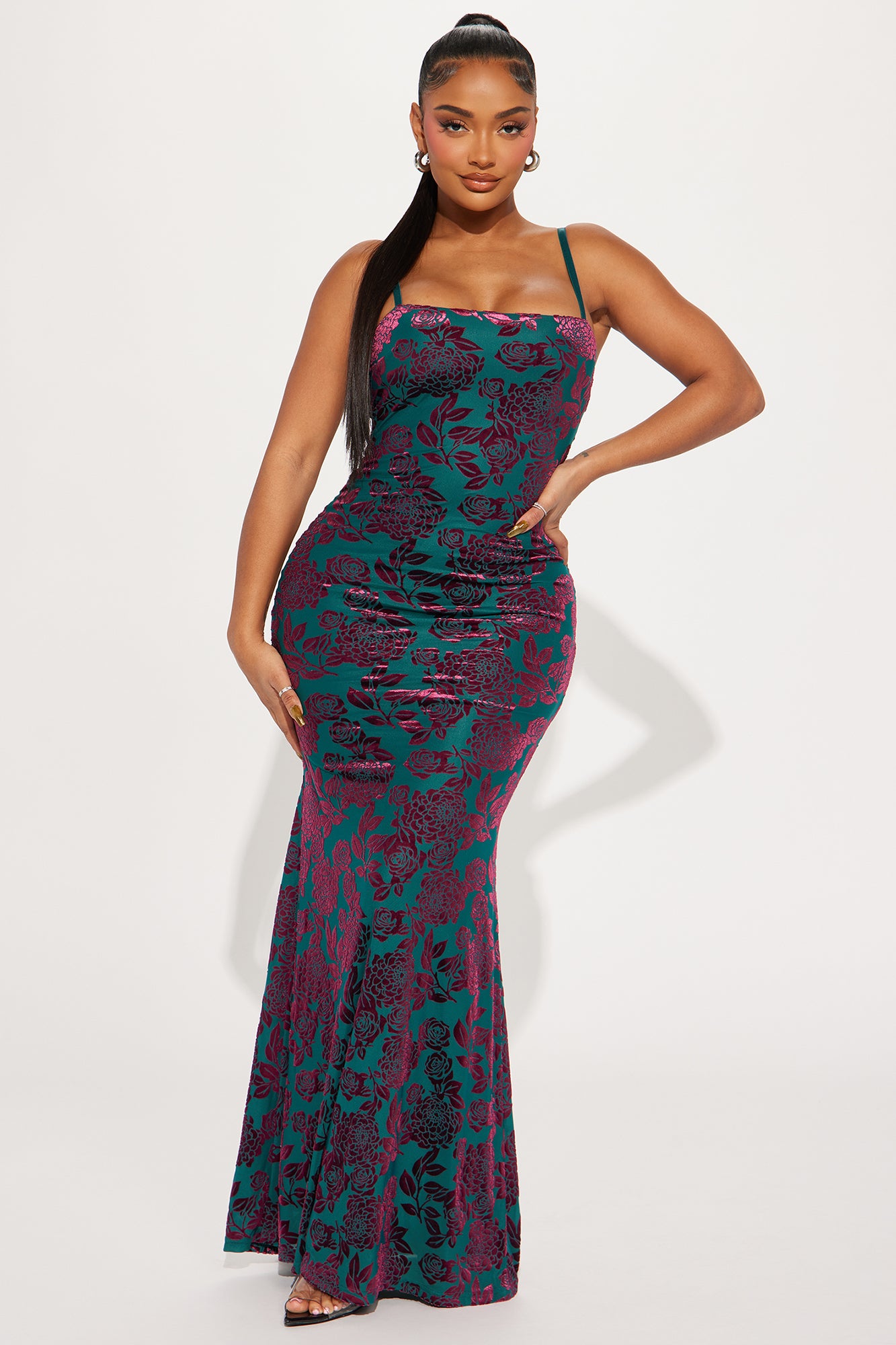 Image of Allison Mesh Maxi Dress - Teal/combo