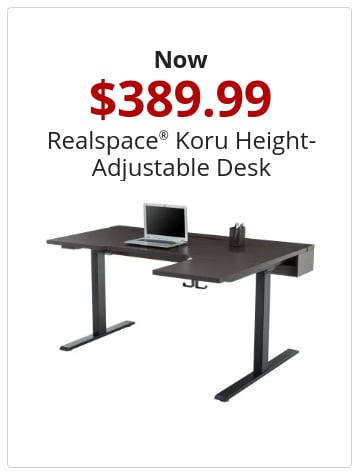 Now $389.99 Realspace® Koru Height-Adjustable Desk