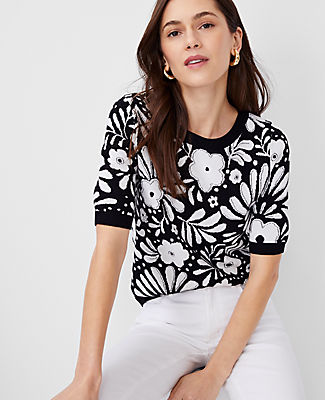 Floral Jacquard Sweater Tee