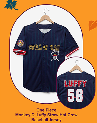 One Piece Monkey D. Luffy Straw Hat Crew Baseball Jersey