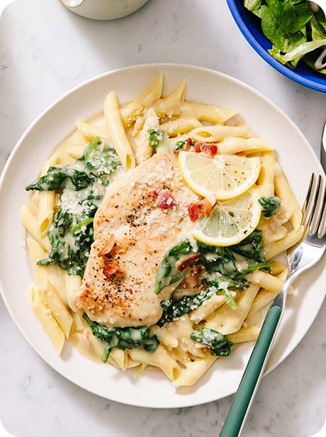 Creamy Garlic Bacon Parmesan Chicken with Spinach