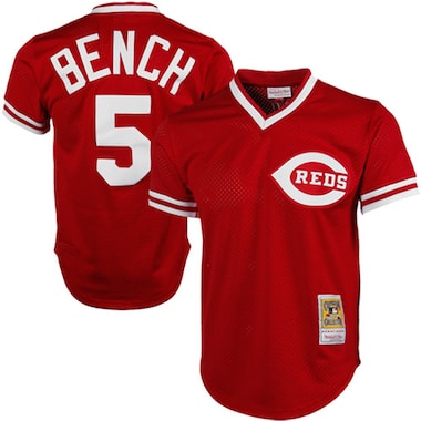  Mitchell & Ness Johnny Bench Red  1983 Authentic Cooperstown Collection Mesh Batting Practice Jersey