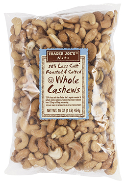 50% Less Salt Roasted & Salted Whole Cashews