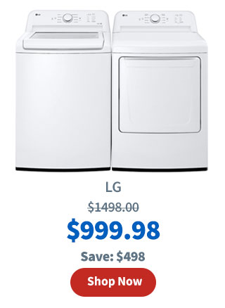 LG 4.1 CuFt Smart Top Load Washer with 7.3 CuFt Smart Electric Dryer in White