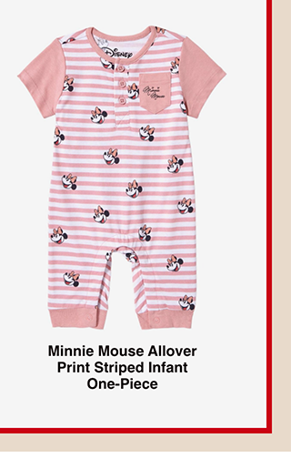 Minnie Mouse Allover Print Striped Infant One-Piece