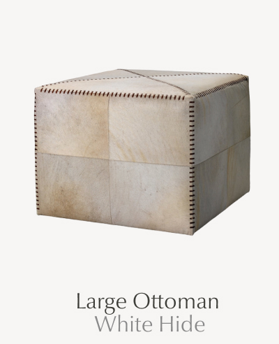 Large Ottoman - White Hide