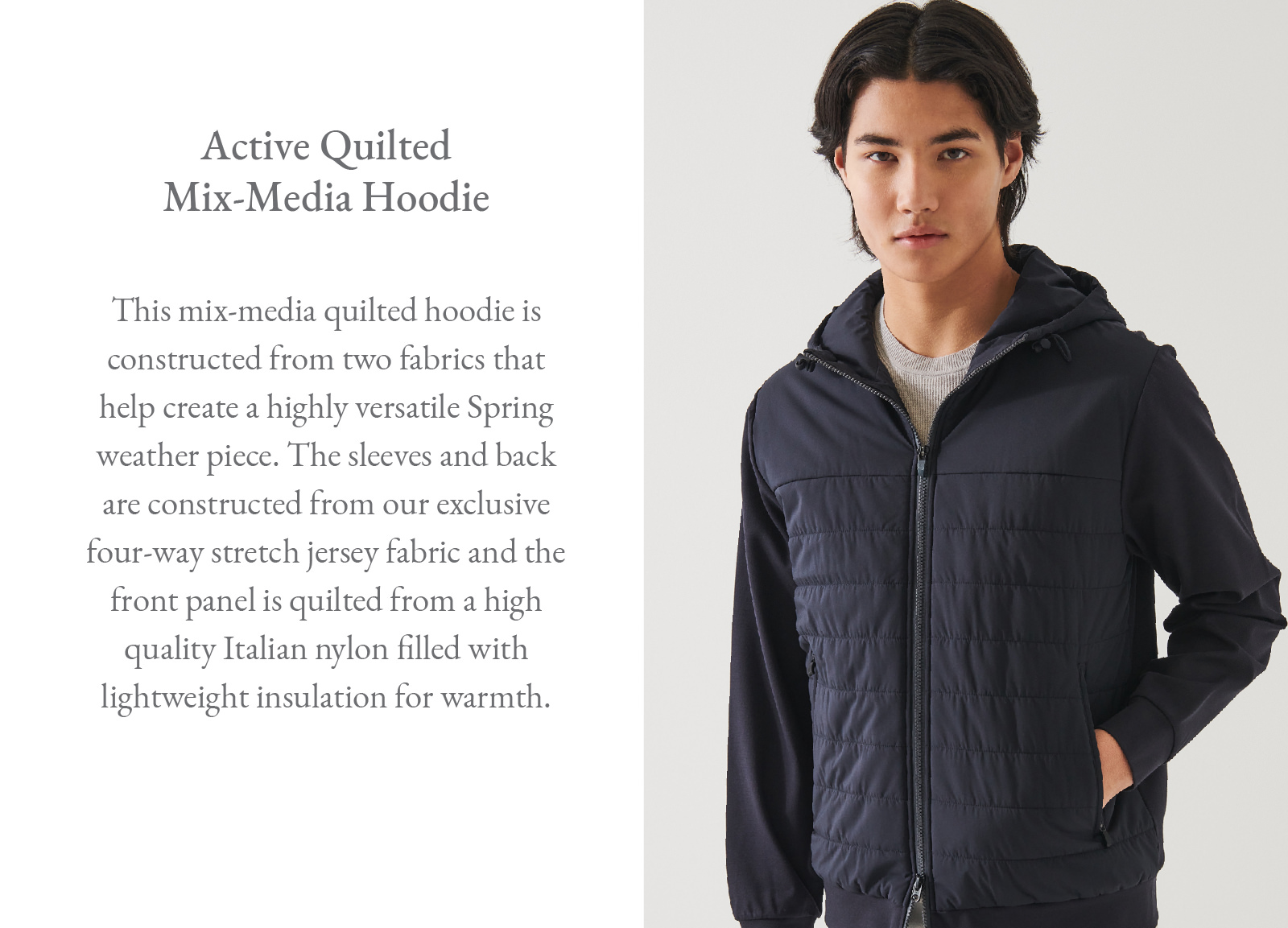 ACTIVE QUILTED MIX-MEDIA HOODIE