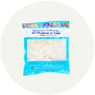 20-ct. pack of white latex balloons