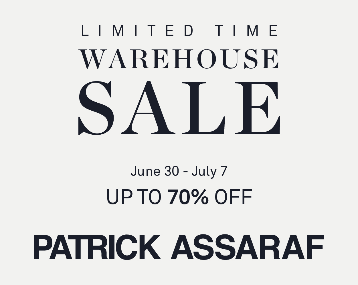 WAREHOUSE SALE