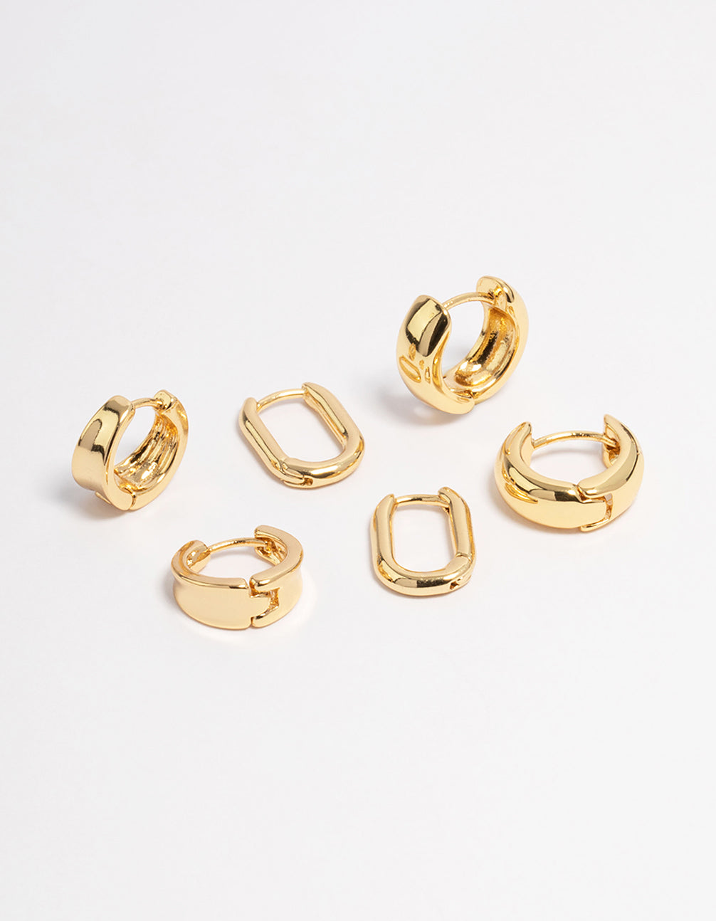 Image of Gold Plated Basic Huggie Earrings 6-Pack