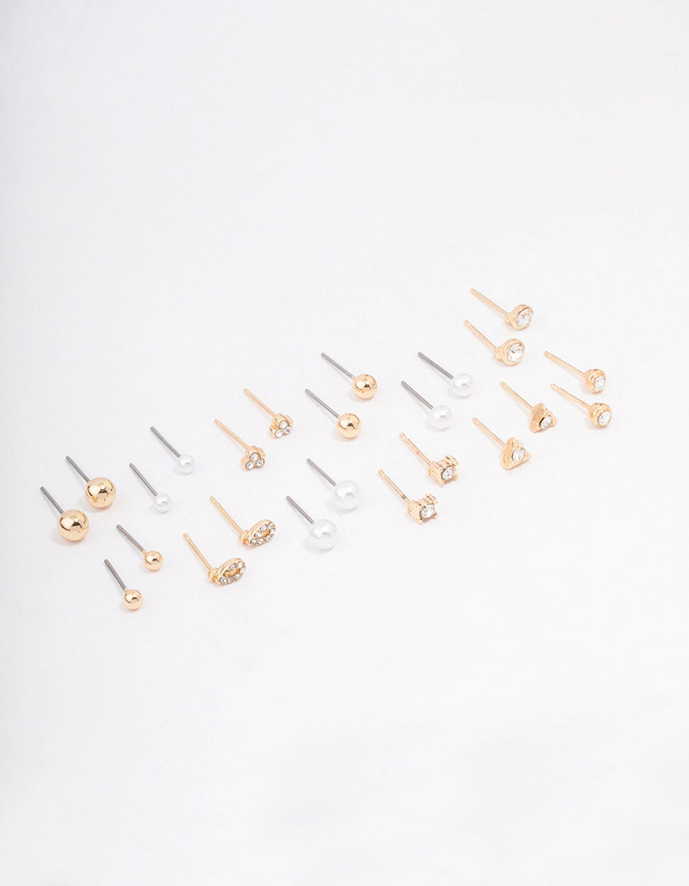 Image of Gold Classic Pearl & Diamante Stud Earring 12-Pack