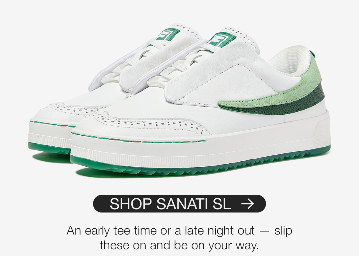 SHOP SANATI SL. An early tee time or a late night out — slip these on and be on your way.