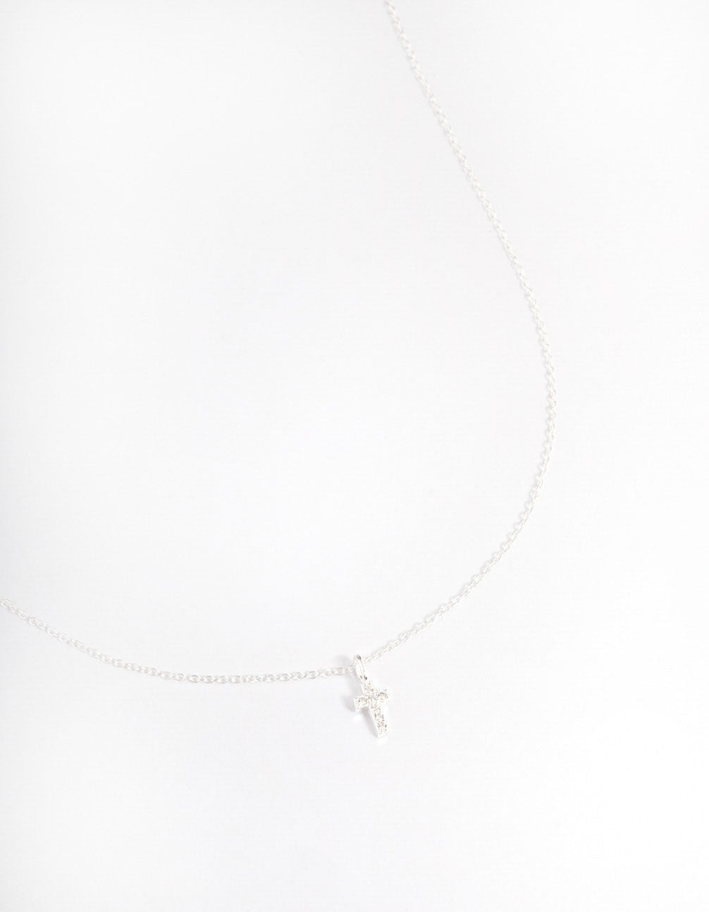 Image of Sterling Silver Cubic Zirconia Small Cross Necklace