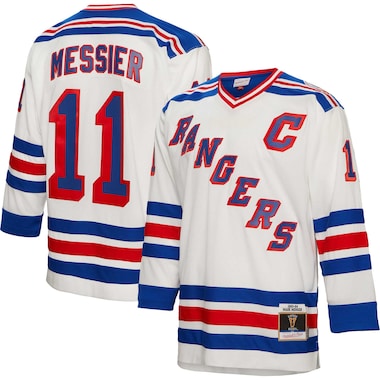  Mitchell & Ness Mark Messier White  Captain Patch 1993/94 Blue Line Player Jersey