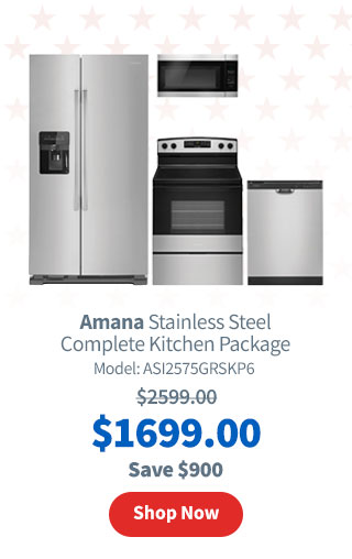 Amana Stainless Steel Complete Kitchen Package. $1699.00. Shop Now.