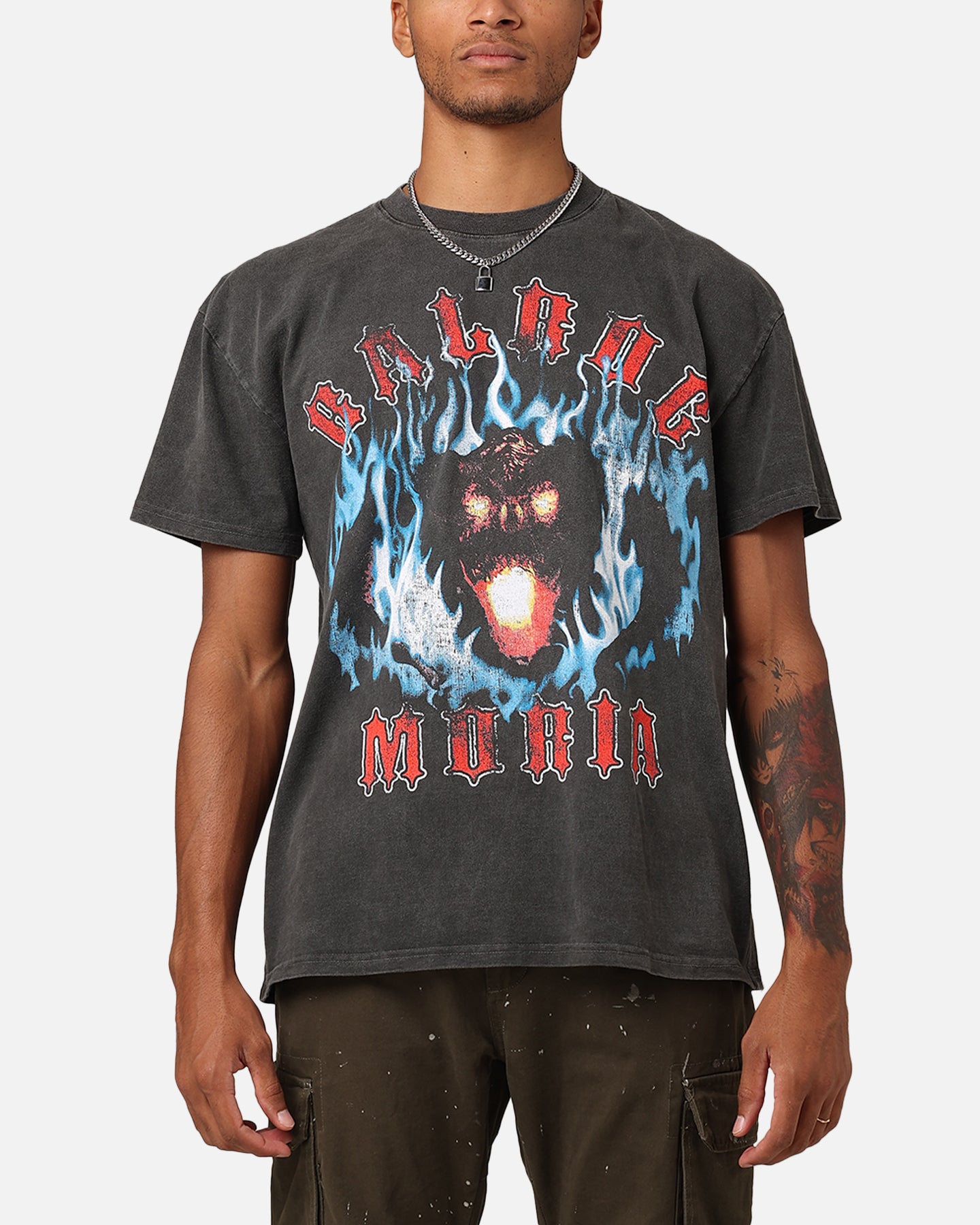 Image of American Thrift X Lord Of The Rings The Balrog Heavyweight T-Shirt Black Wash