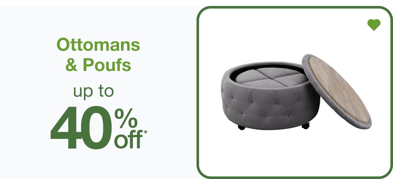 Up To 40% Off* Ottomans and Poufs â€” Shop Now!