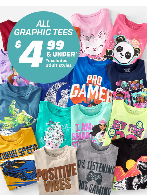 $4.99 & Under All Graphic Tees 