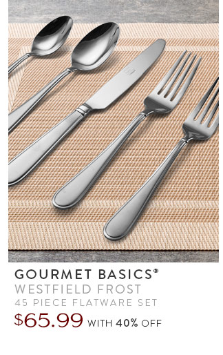 Gourmet Basics® Westfield Frost 45 Piece Flatware Set | $65.99 with 40% Off