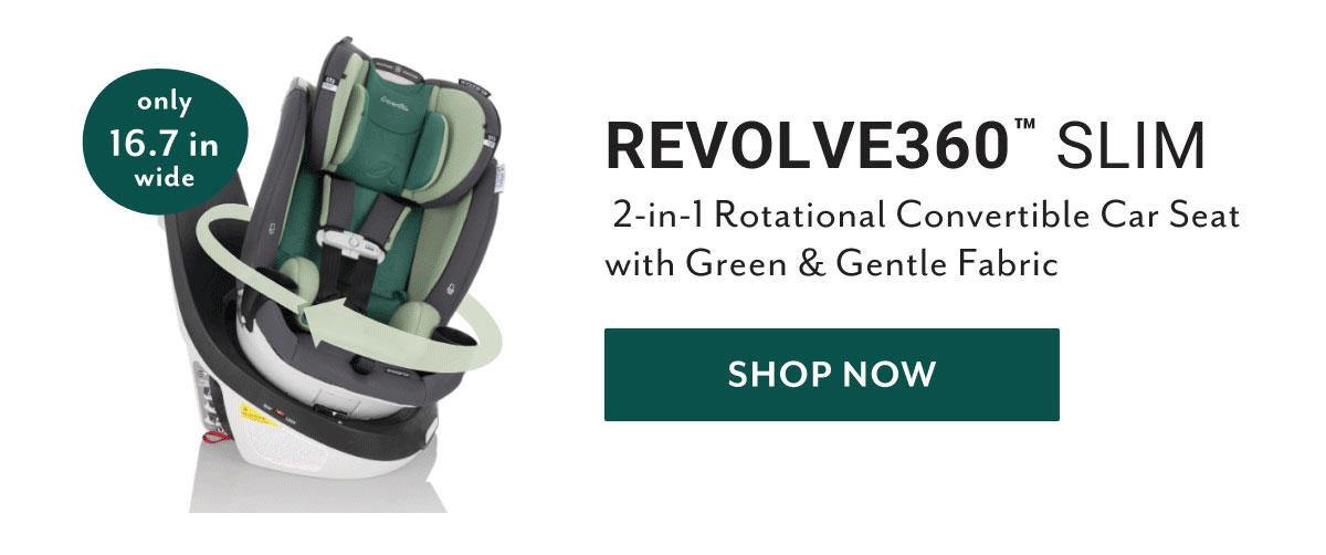 Revolve360â„¢ Slim 2-in-1 Rotational Convertible Car Seat with Green & Gentle Fabric | Shop now