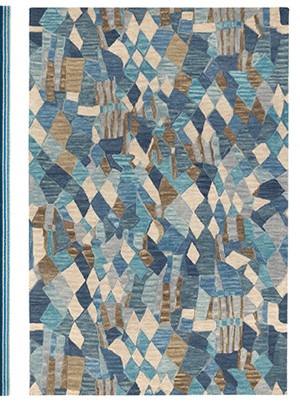 Deer Leap Blue Hand Hooked Wool Rug