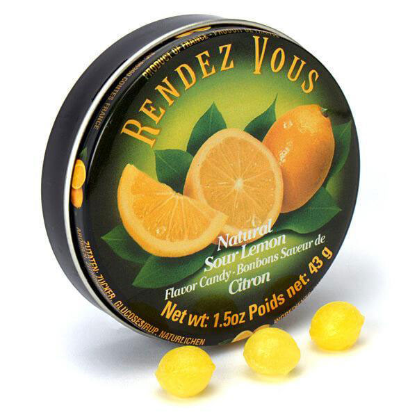 130309 - Rendez Vous Mini Bon Bons Tins - Sour Lemon: 12-Piece Box