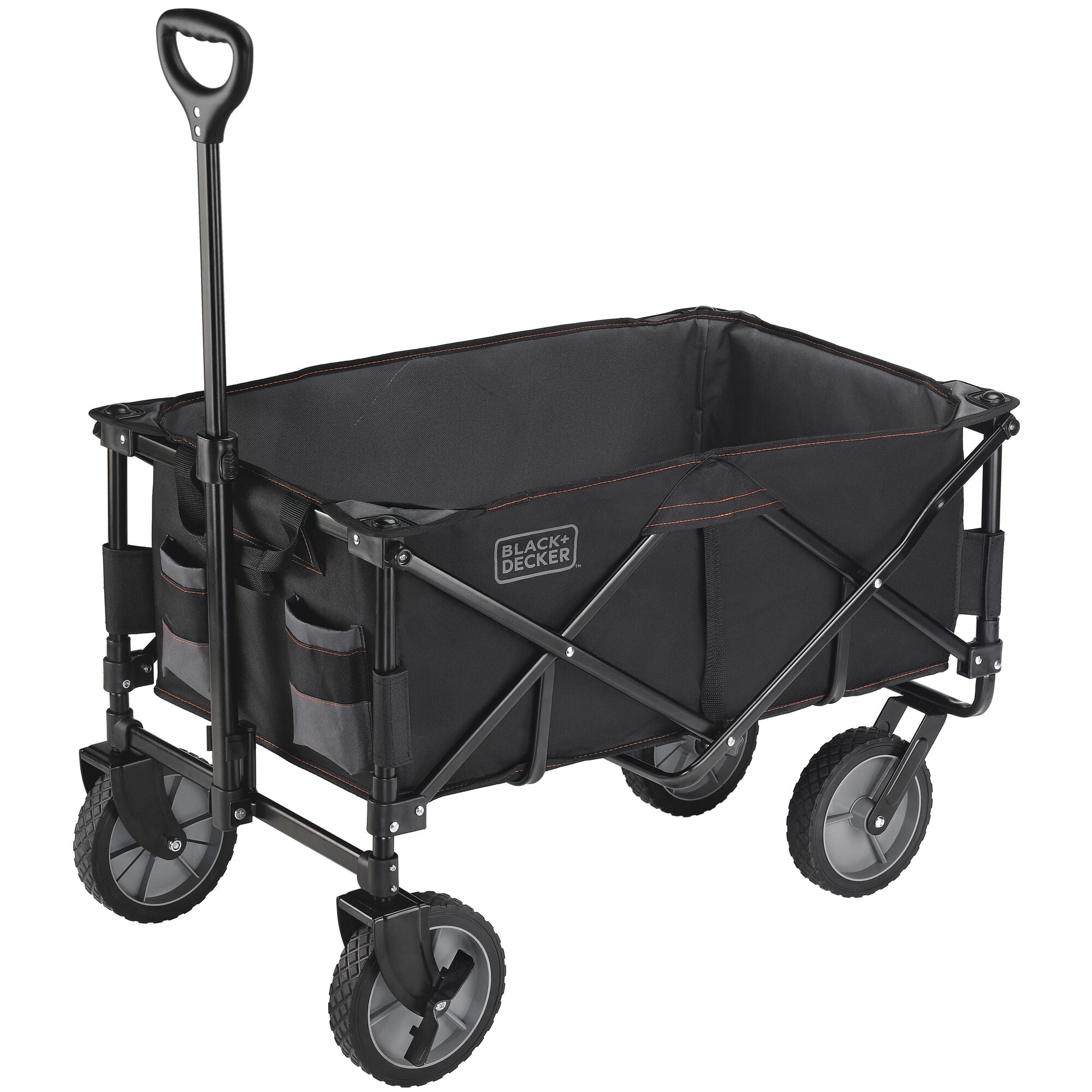 Image of Collapsible Storage Cart, Folding Utility Wagon, Holds up to 176 lbs., Black