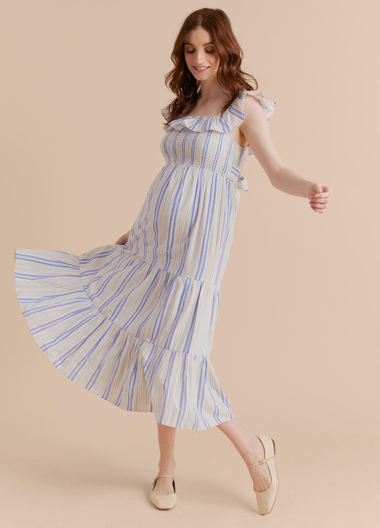 Image of Ruffle Smocked Midi Dress