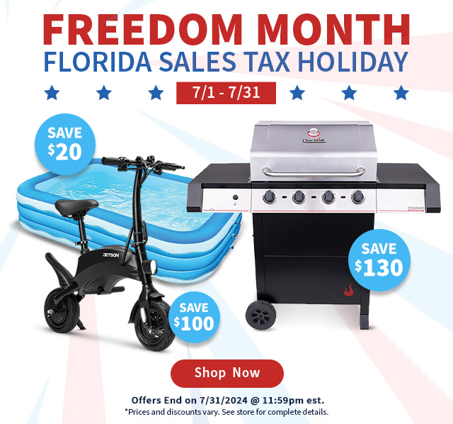 Freedom Month Florida Sales Tax Holiday until 7/31. Shop Now