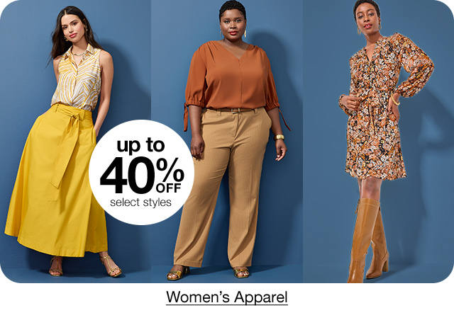 Up to 40% Off select styles Women's Apparel