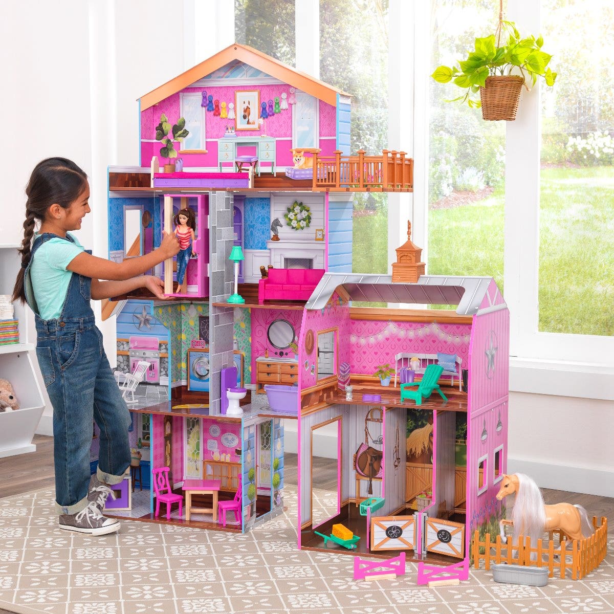 Image of Grand Horse Stable & Dollhouse with EZ Kraft Assembly™