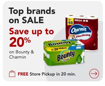 Save up to 20% on Bounty & Charmin paper products