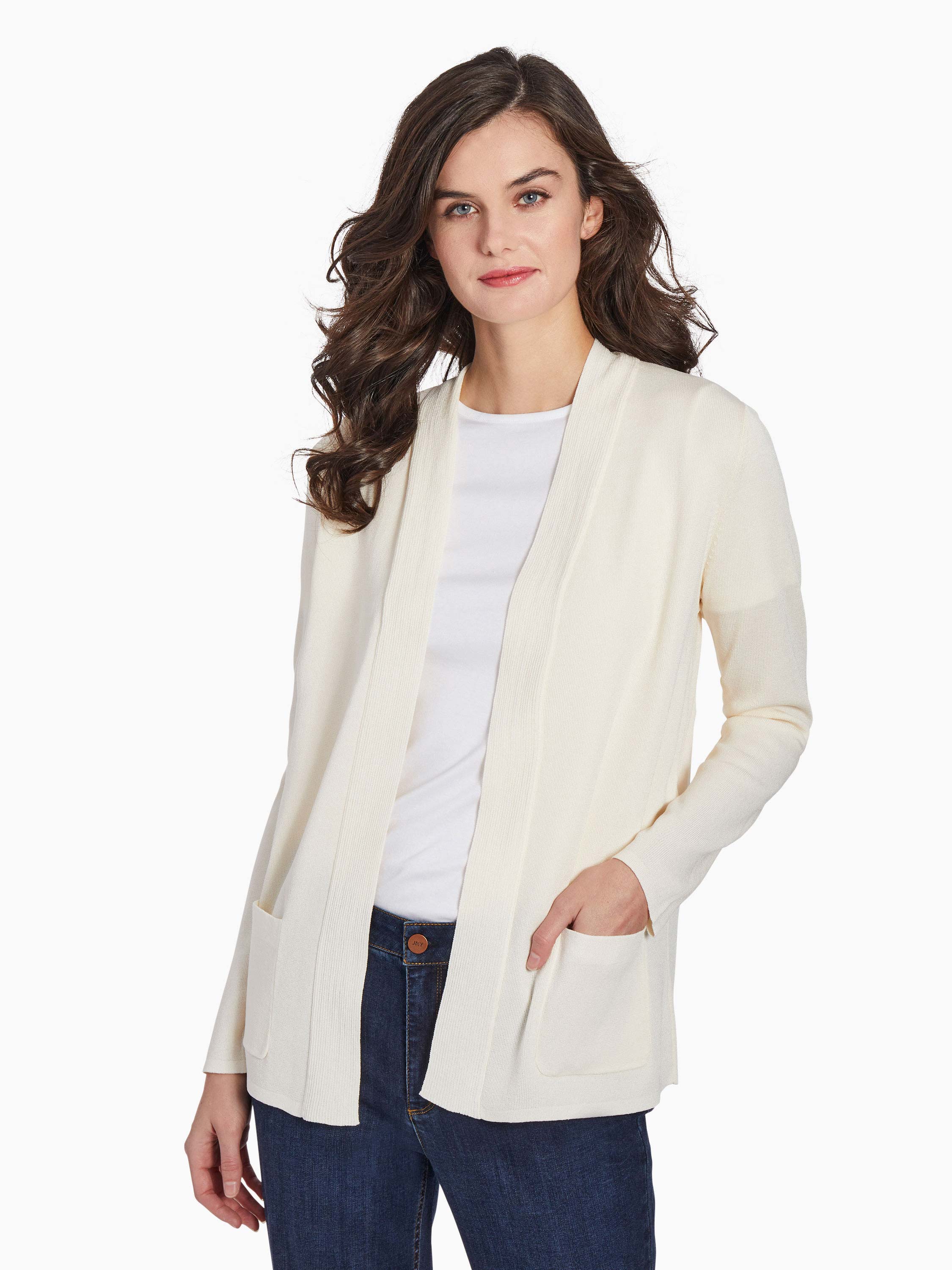 Image of Open Front Cardigan With Pockets