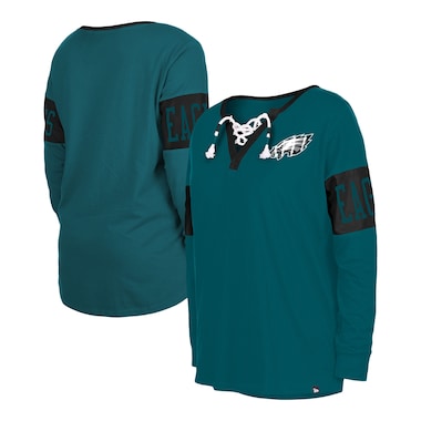  New Era Midnight Green  Lace-Up Notch Neck Long Sleeve T-Shirt