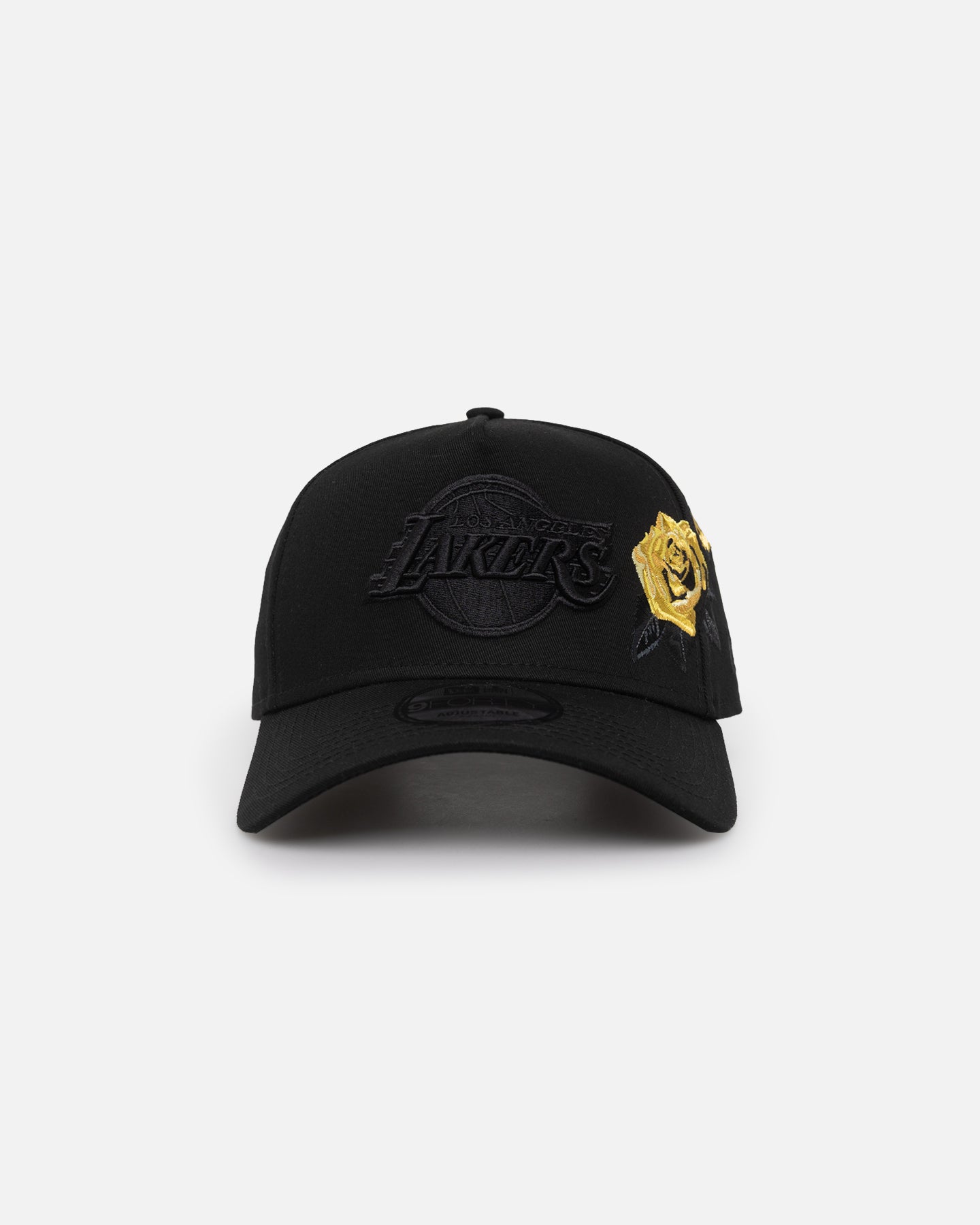 Image of New Era Los Angeles Lakers 'Black Tonal Gold Rose' 9FORTY A-Frame Snapback Black/Gold