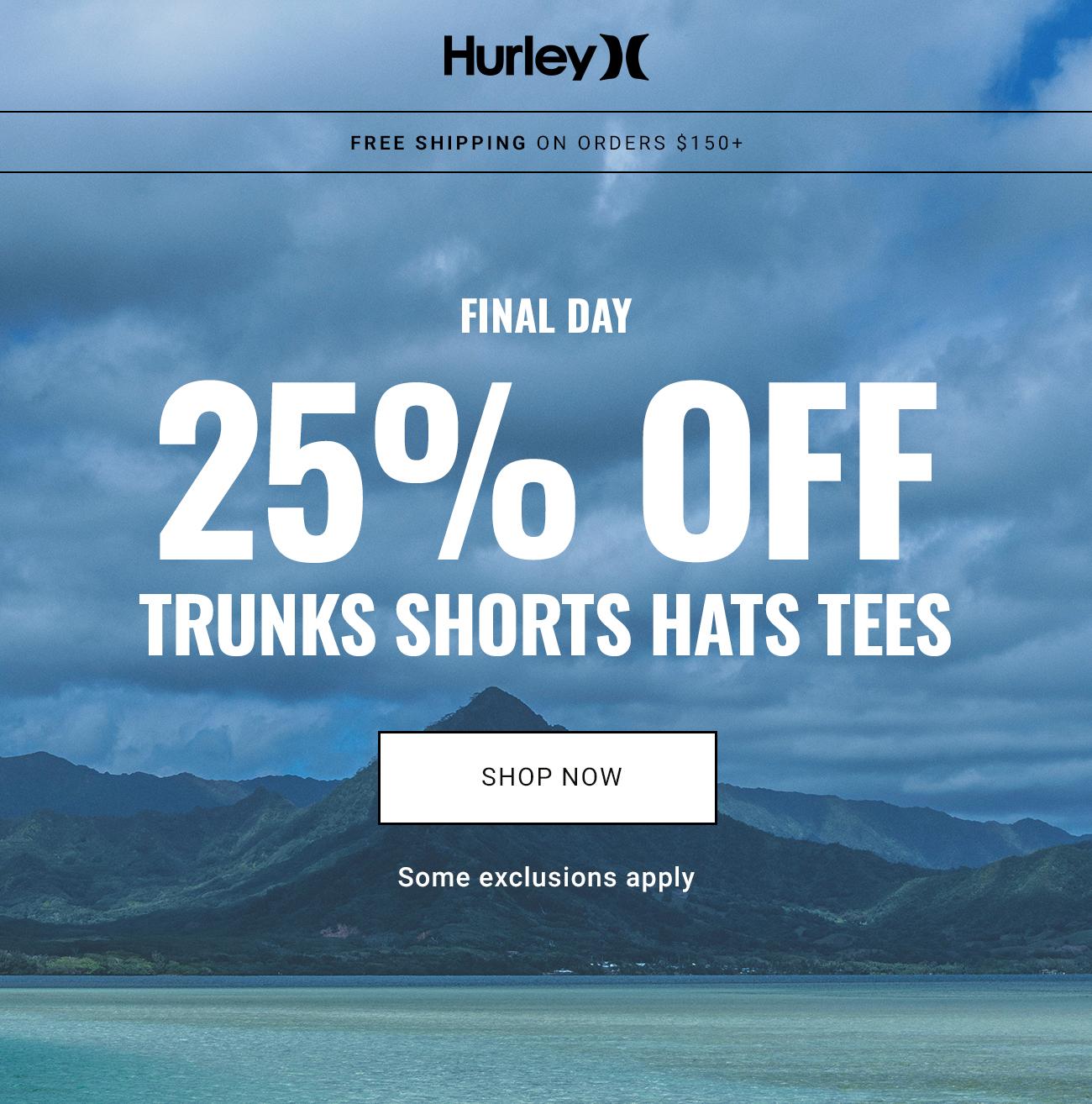 Hurley - 25% Off Trunks Shorts Hats Tees | Shop Now