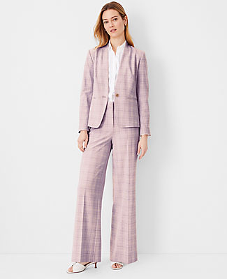 The Petite High Rise Wide Leg Pant in Plaid