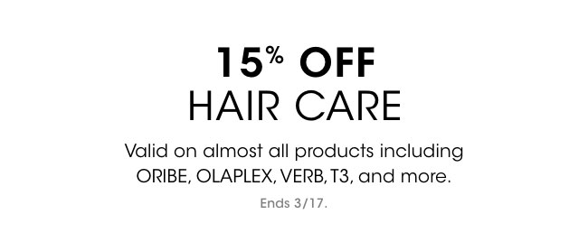 15% off hair care