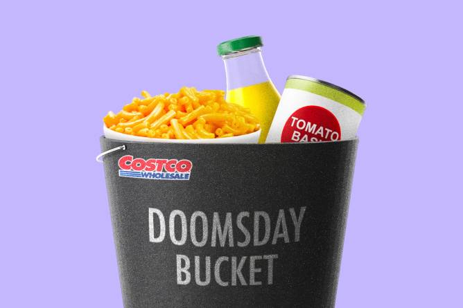 Graphic of the Costco doomsday food bucket