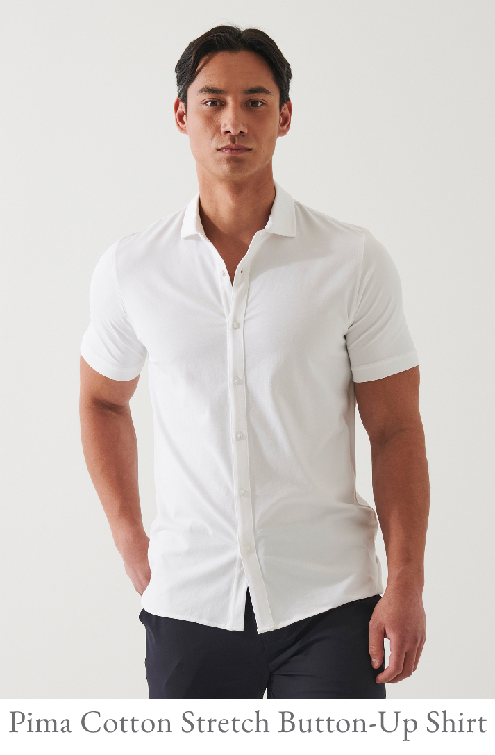 PIMA COTTON STRETCH BUTTON FRONT SHIRT