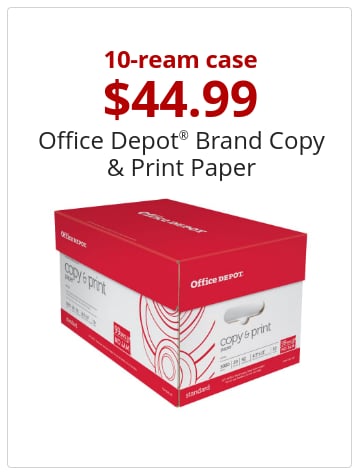 10-ream case $44.99 Office Depot Brand paper