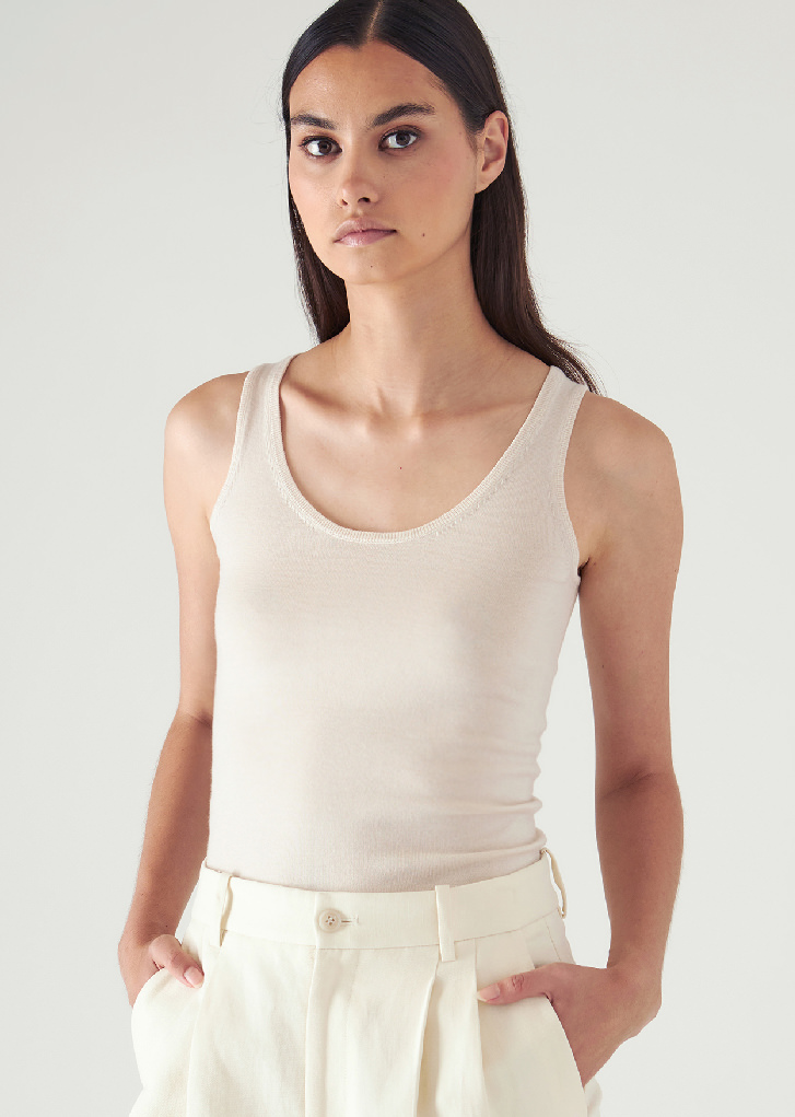 SUPERFINE MERINO LYOCELL SCOOP NECK TANK